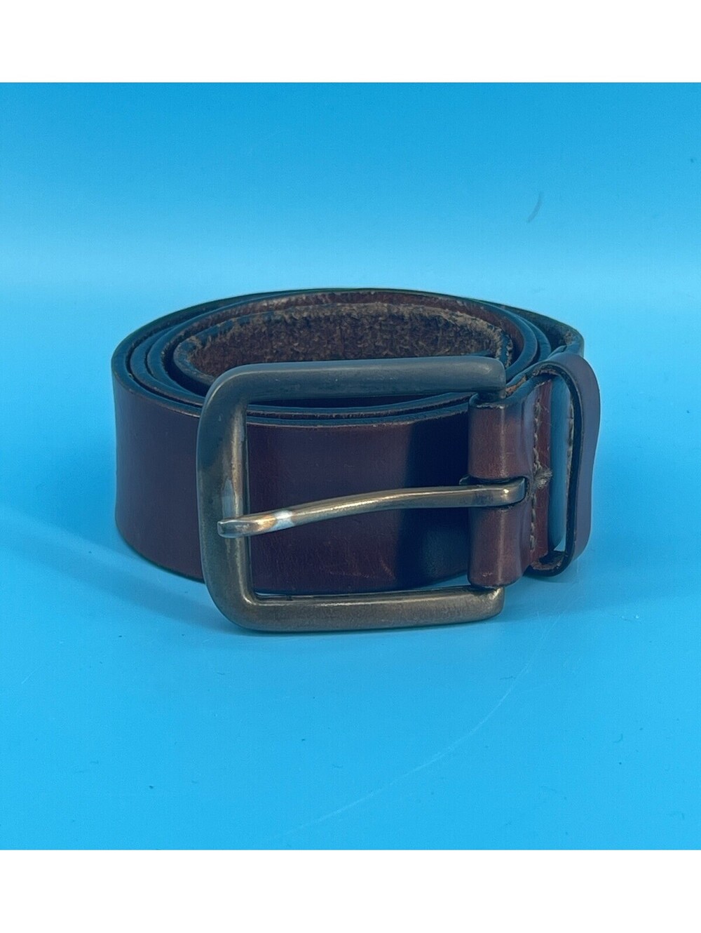 Vintage Polo Ralph Lauren Brown Leather Belt Made In USA Brass Buckle Size 38